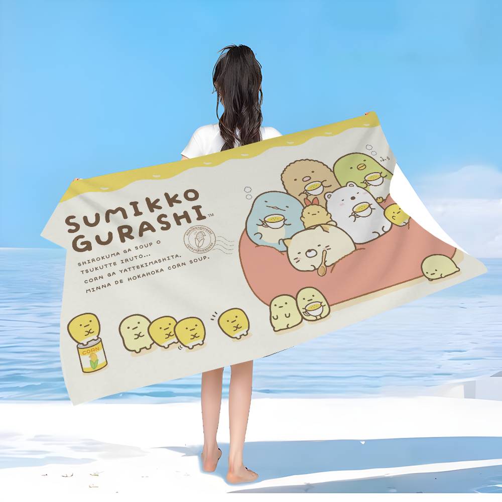 Classic Cartoon S-Sumikkogurashi Bath Towel Microfiber Soft Water Absorbing Breathable For Girl Kids Decorative Cartoon Towel