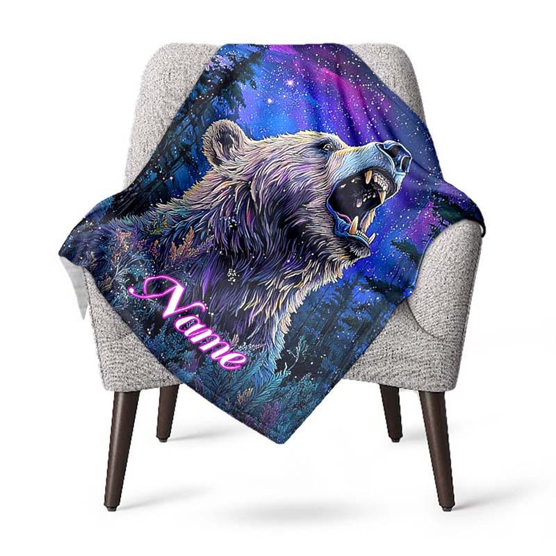 Black Bear Customize Your Name Blanket Used For Chair Office Sofa Bed Camping Soft And Warm Giving Friends And Relatives Birthday Graduation Gift