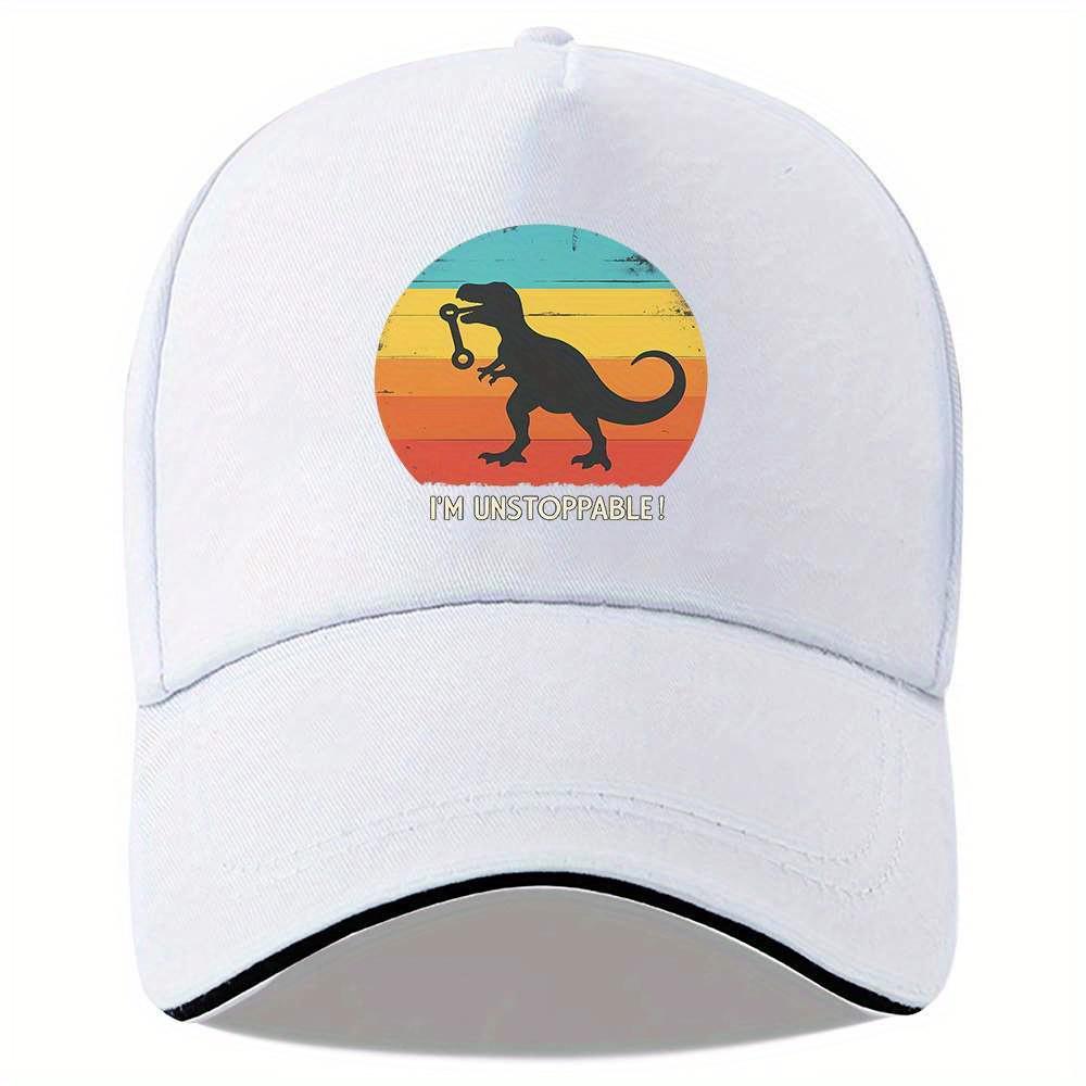 Dinosaur Mechanic Unstoppable T Rex Wrench Trucker Hat Retro Polyester Baseball Cap Adjustable Casual Outdoor Cap