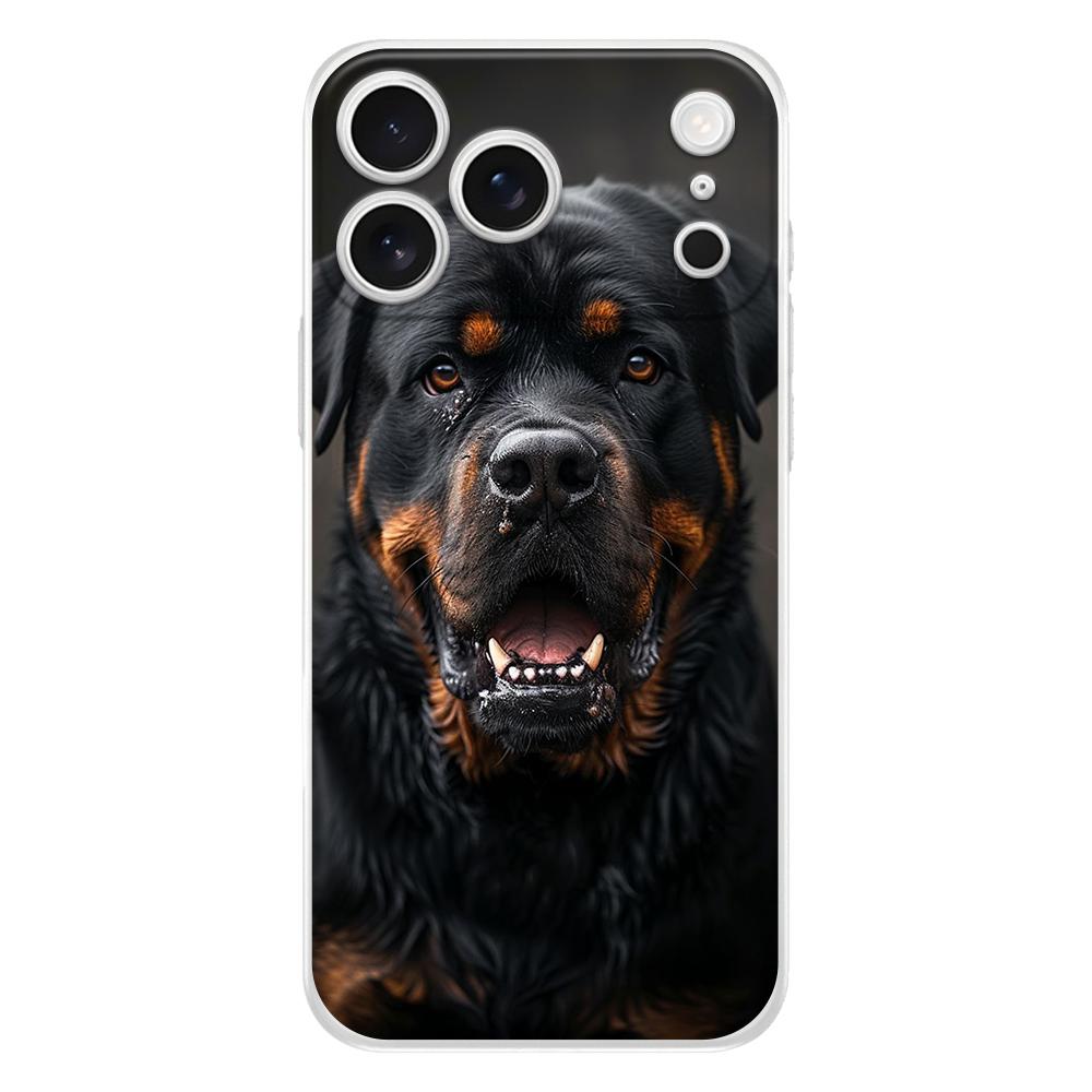 Soft Clear TPU Phone Case For iPhone 17 Air 16E 16 11 15 14 Pro MAX 12 13 7 8 Plus SE Easter Cover Protection Rottweiler Dog