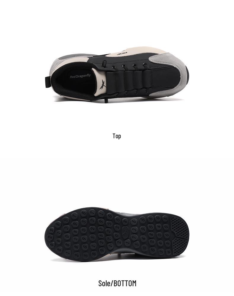 Red Dragonfly Men's Leather Casual Sneakers - Autumn 2025, Soft & Thick Sole, Trendy & Versatile