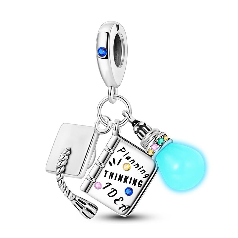 Happy Graduate Charms Bead Copper Bachelor Cap Dangle Fit Original Bangle Bracelet Diy Jewelry Graduation Ceremony