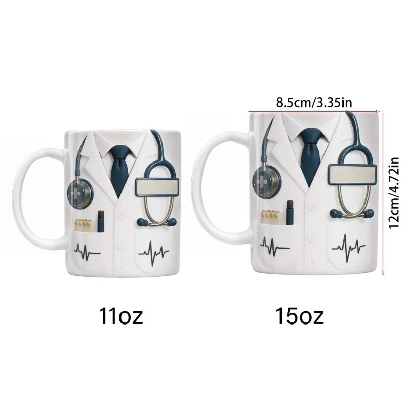 Personaliseer Keramische Koffiemok met Doktersnaam met 3D Stethoscoop Hartslag Patroon Mok Cadeau voor Ziekenhuis Professionals