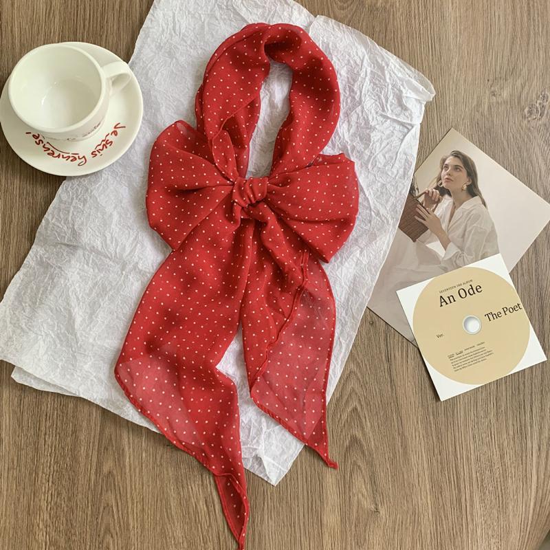 Fashion Thin Polka Dot Long Ribbon Scarf Shawl Elegant Neck Protection Neckerchief Narrow Tie Neck Scarf Costume Accessories