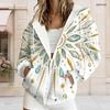 Women Plus Size Zip Up Hoodie Long Sleeve Floral Printed Hooded Sweatshirt With Pockets