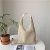 Straw bag women's summer niche splicing commuter tote bag large capacity women's casual shoulder bag