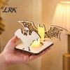 Halloween Candle Holder Holder, Spooky Pumpkin Bat Shadow Tealight Handcrafted Wood Base Vintage Wooden Candlestick Ornament for Party Home