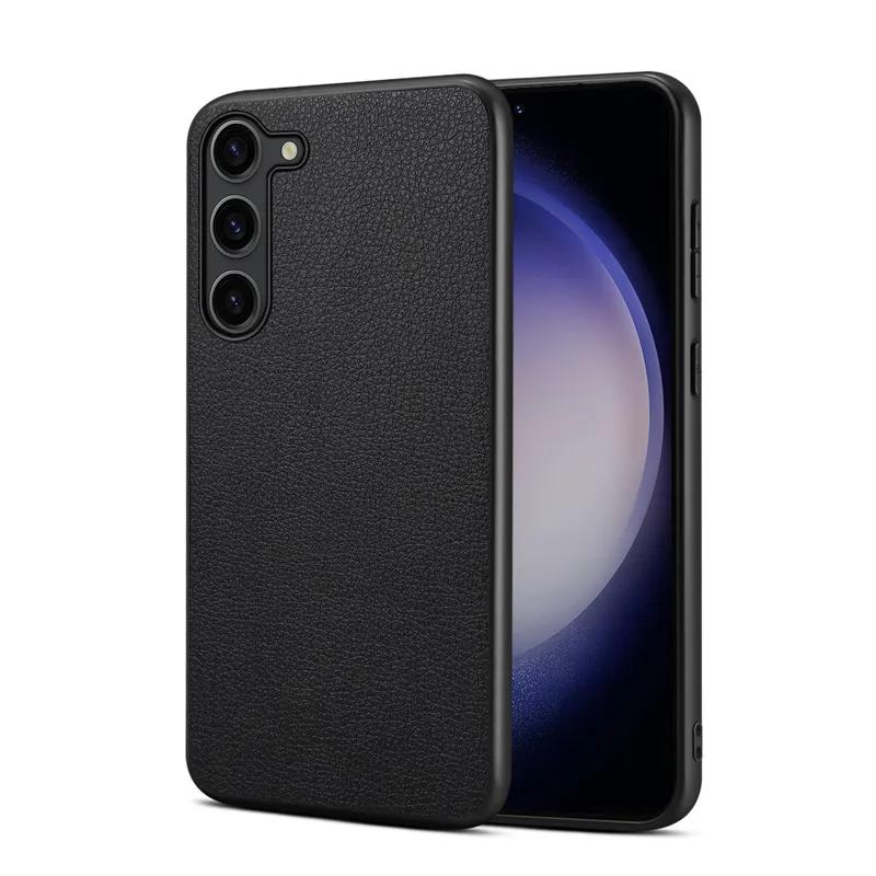 

EUCAGR Роскошный чехол для телефона из ПУ кожи для Samsung Galaxy S26 Ultra S26 Plus Мягкая задняя крышка из ТПУ S26 чёрный
