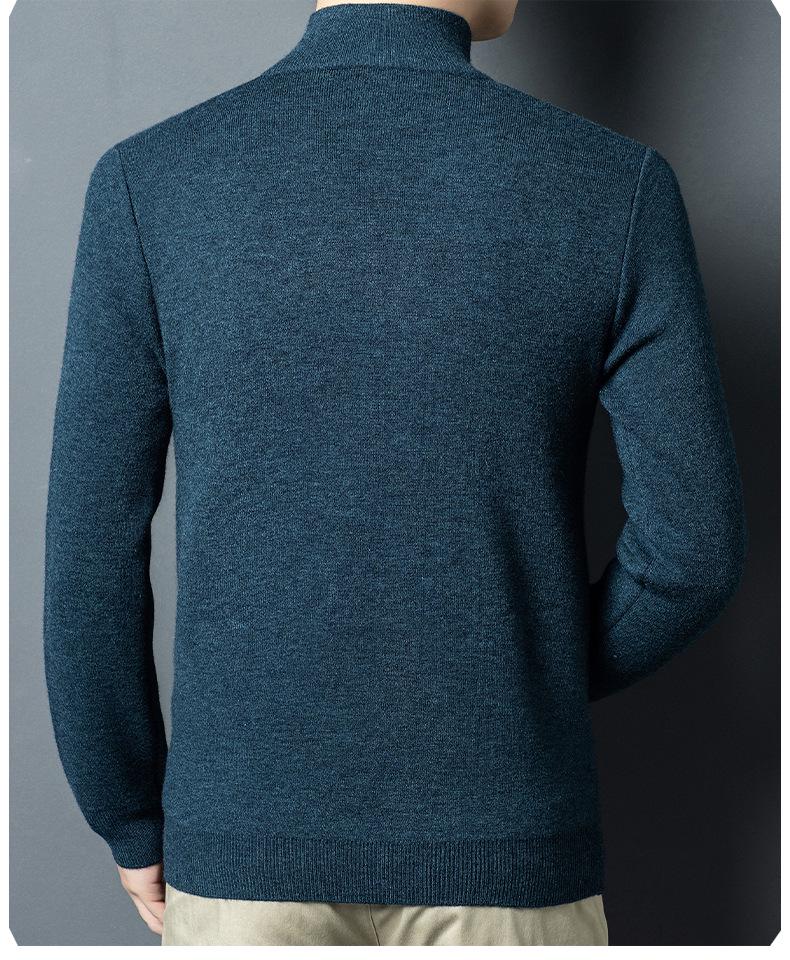 Men's Middle-Aged Casual Zipper Stand Collar Thickened Plus Velvet Base Layer Sweater - 2025 Autumn/Winter Collection
