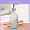 Premium Sodium Calcium Glass Soap Dispenser 420ml Sleek Square Ribbed Bottle For Liquid Soap