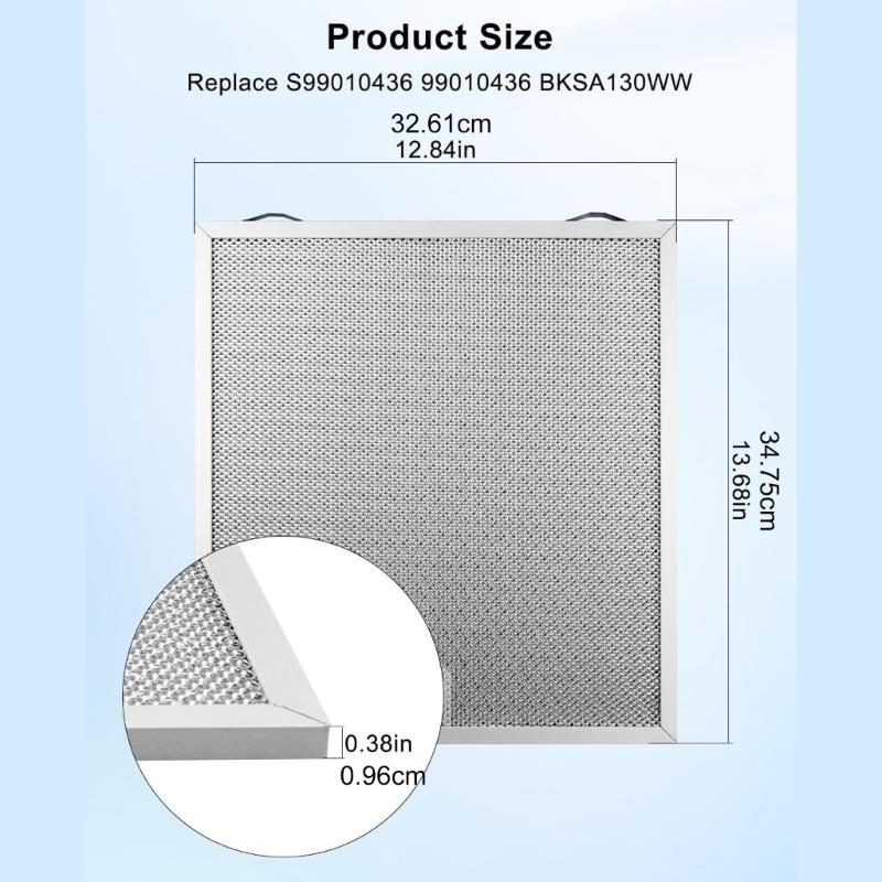 S99010436 Range Hood Filter Replacement, 2 Pack Washable Aluminum Screen Grease Filters for Household Kitchen Hood Upkeep and Daily Care