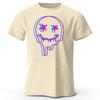 Neon Melting Smiley Face Highquality Pure Cotton Short Sleeved Men Loose Oversized Comfortable Sports Tshirt Street Casual Top
