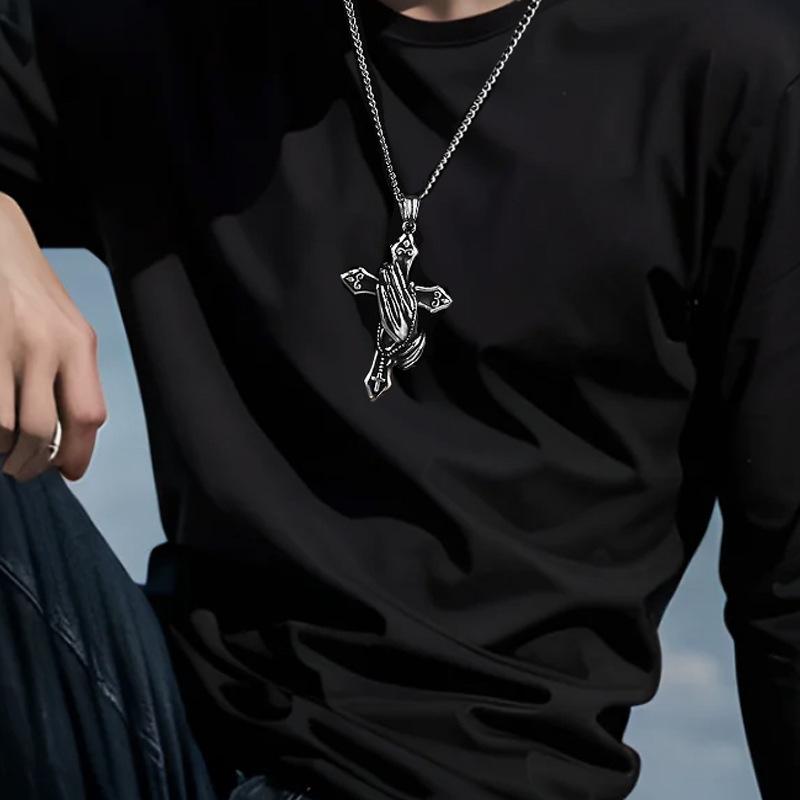 Trendy Men's Cross Hip Hop Necklace Premium Niche Accessories Pendant for Boys' Versatile Personality