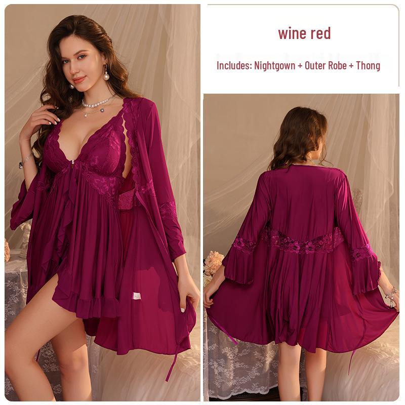 Elegantes Damen Sommer-Camisole-Kleid & Nachthemd-Set mit Spitzenbesatz und Brustpolstern