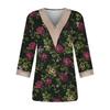 Women's Blouse Casual Loose 3/4 Sleeve Lace Trims Print V Neck Print Tops T-shirts