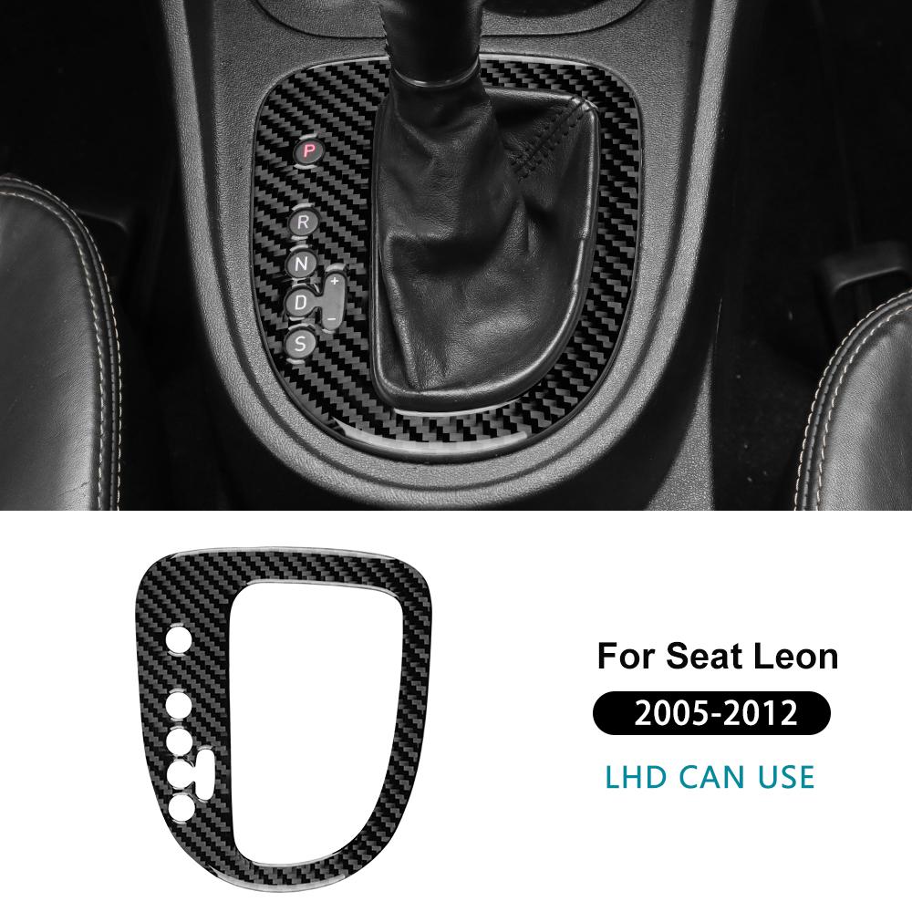 For Seat Leon 2005 2006 2007 2008 2009 2010 2011 2012 Real Soft Carbon Fiber Sticker LHD RHD Car Inner Gear Shift Panel Trim