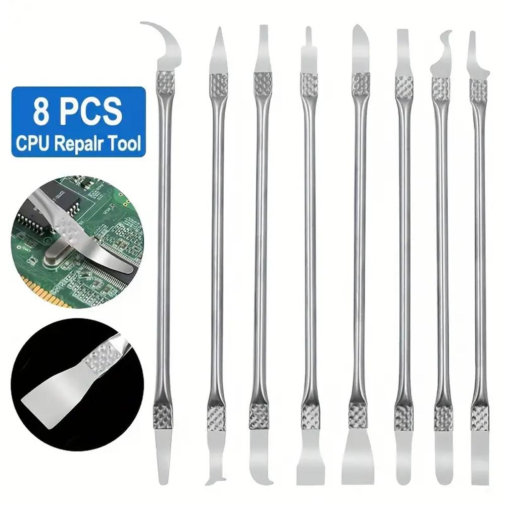 8pcs Mobile Phone LCD Chip Glue Removal Crowbar CPU Separation Glue Removal Knife Prying Disassembly Kits Repair Shell Removal