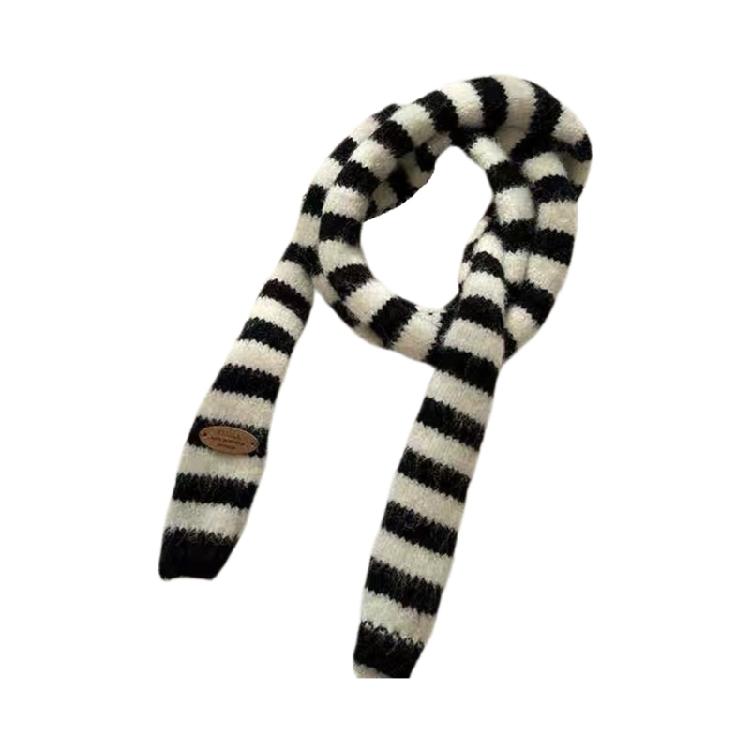 Fashion Thin Scarf Lightweight Striped Pattern Long Muffler Unisex Neckerchief Winter Accessory For Layered Outfits