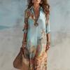 Sommer 2026 Europa, Amerika~ Außenhandel grenzüberschreitendes neues bedrucktes langes Kleid Seidenstruktur Urlaubsstil elegantes Temperament Kleid