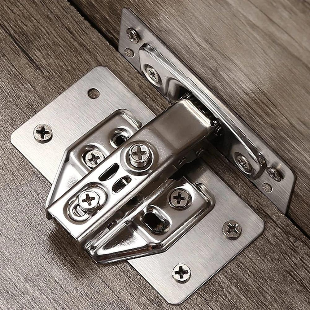 4/10 Pair Stainless Steel Hinge Repair Plate for Kitchen Cupboard Cabinet Door Fixing Screws Hardware