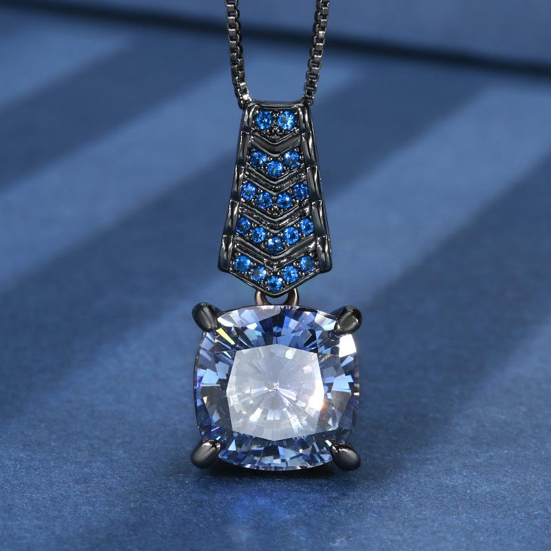 2026 New Huabi Jewelry Copper Bottom Gold-plated Simulation Nordic Blue Temperament Light Luxury Set Main Stone 14-12mm
