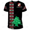 The Republic-of Lebanon Map Flag 3D Print T Shirt Lebanon Coat Of Arms Graphic Tee Shirts Vintage Ethnic Short Sleeves T-shirts
