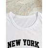 Europese Maat New York Letterprint T-shirt, Korte Mouw Ronde Hals Casual Top Voor Zomer & Lente, Dameskleding
