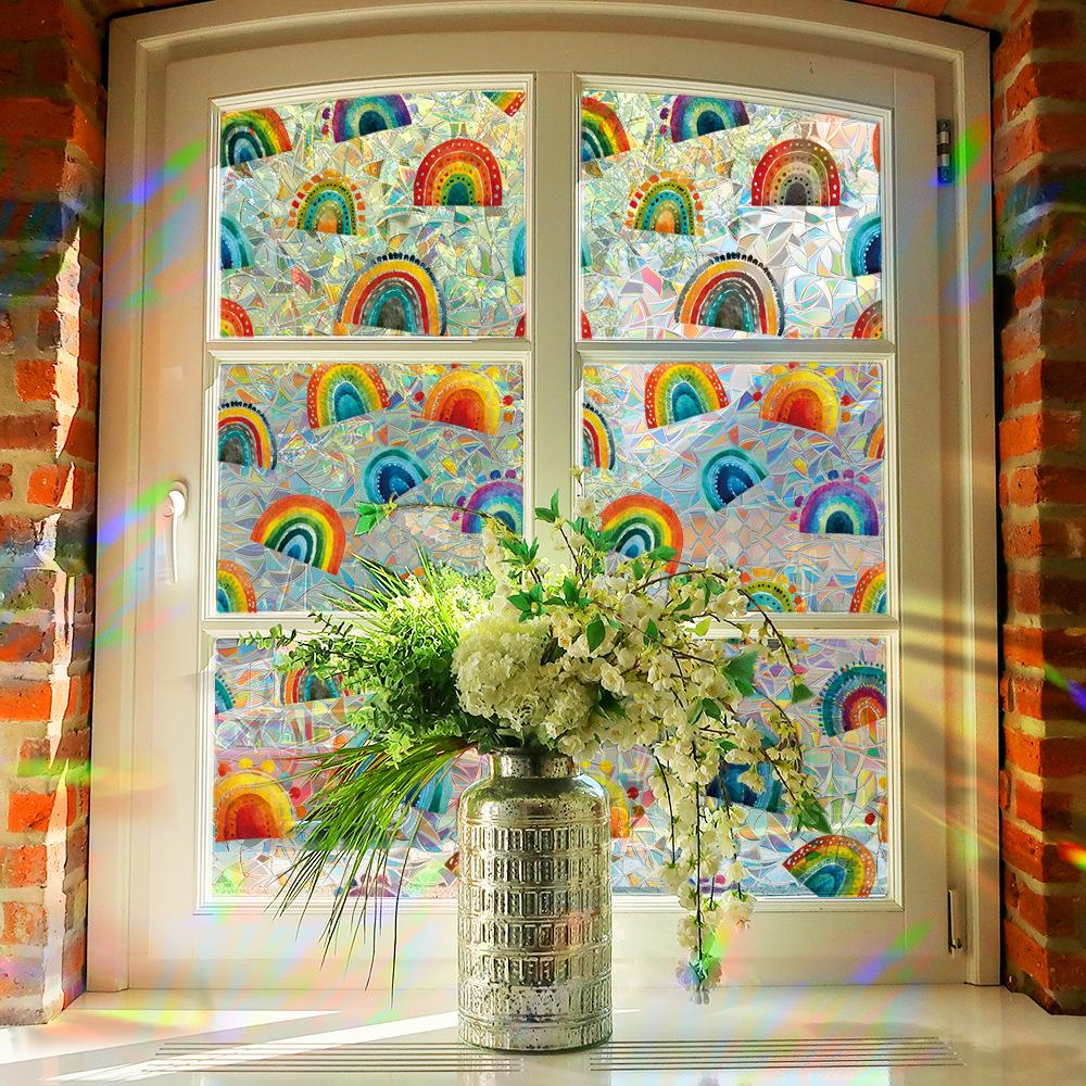 Lasergeschnittene Wohnzimmer Regenbogen Element Heimdeko Glasfenster Klebeaufkleber