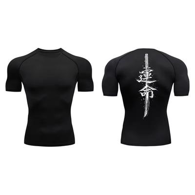 Kurzarm-Kompressionsshirt mit Drachenmuster für Herren, Sommer, Sport, schnelltrocknend, T-Shirts für Fitnessstudio, Training und Laufen RL00200