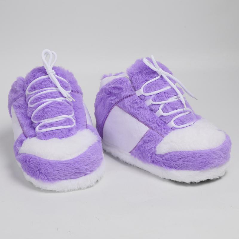 Ciepłe pluszowe kapcie-sneakersy, Modne antypoślizgowe futrzane miękkie kapcie domowe, Puszyste unisex wygodne klapki domowe, Jeden rozmiar pasuje do większości, Do użytku wewnątrz