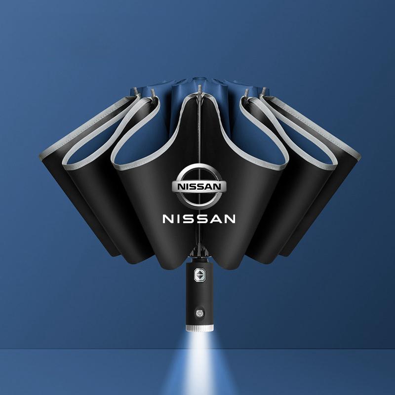 Regenschirm mit LED-Reflexstreifen Regen Windschirm Für Nissan sentra Serena maxima Versa Juke Micra rogue tiida x-trail nismo