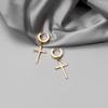 Korean Stainless Steel Cross Clip-On Earrings - Unisex, No Piercing Needed