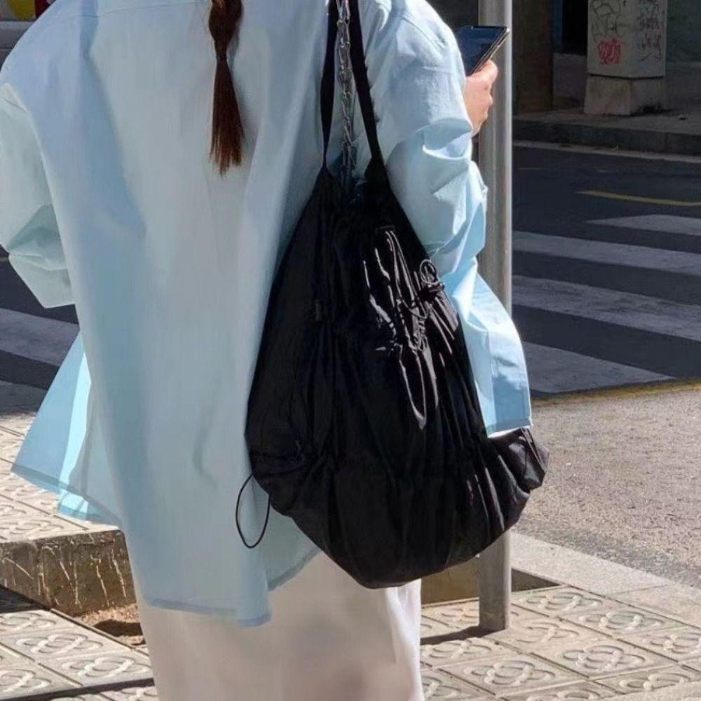 Light Weight Nylon Shoulders Bag Korean Hiking Rucksack Simple Drawstring Backpacks  Girls