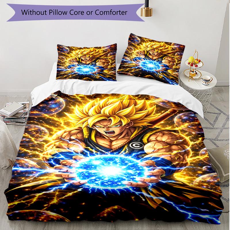 3pcs Duvet Cover Set (1*Duvet Cover + 2*Pillowcase, Without Core), Dragon Ball Print Soft All‑Season Bedding Set, Home Bedroom Decor Gift