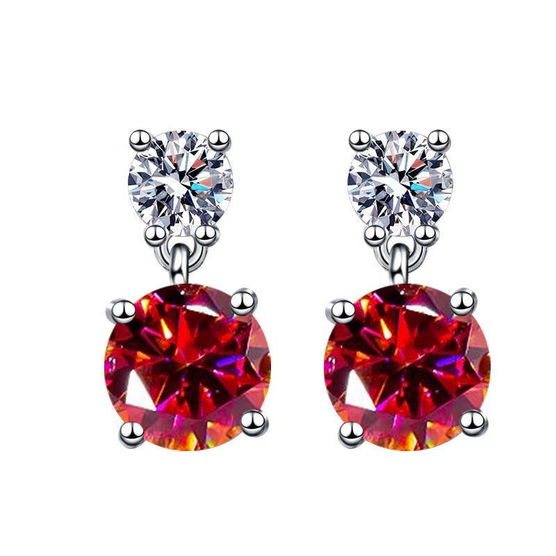 925 Silver Geometric Stylish Simple Round Zircon Multicolor Women's Daily Elegance Stud Earrings
