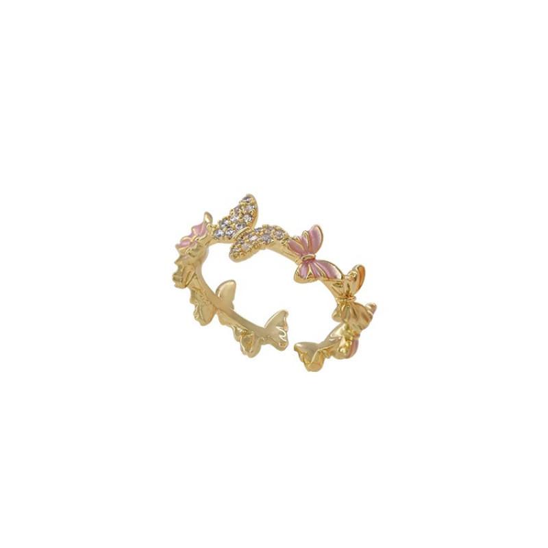 Unique High-end Copper Butterfly Ring For Women Stylish Adjustable Finger Accessory