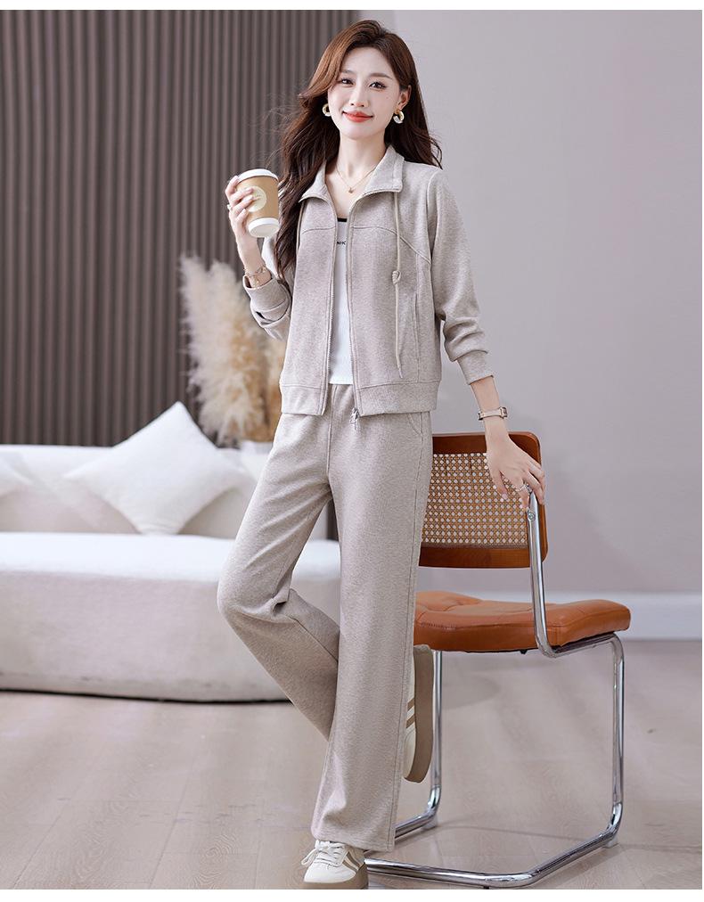 Women's 2026 Spring/Autumn Casual Cardigan & Hoodie Two-Piece Sportswear Set