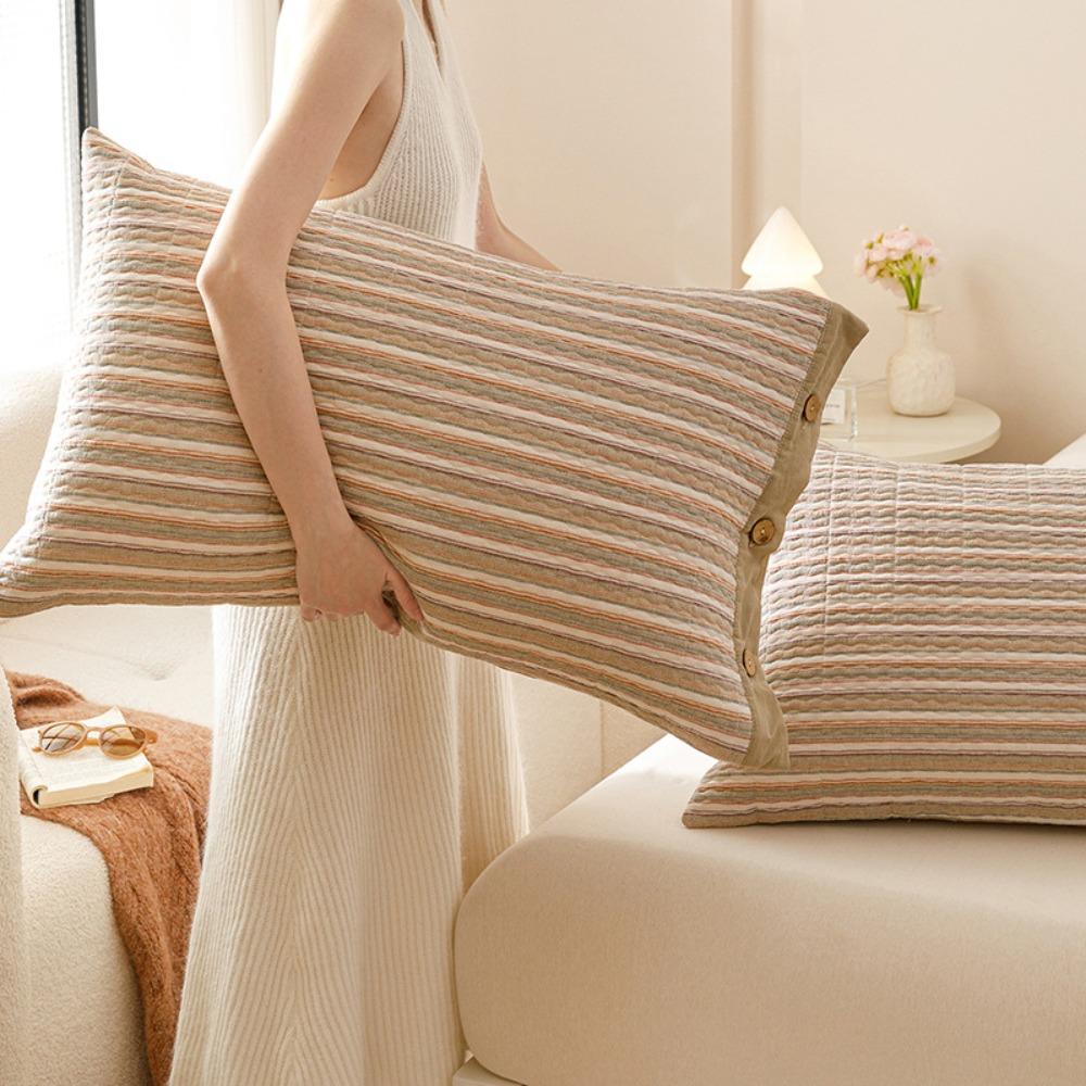 Pure Cotton Envelope-style Plaid Pillowcase Rectangular Pillow Cover Washable Pillowslip Dormitory