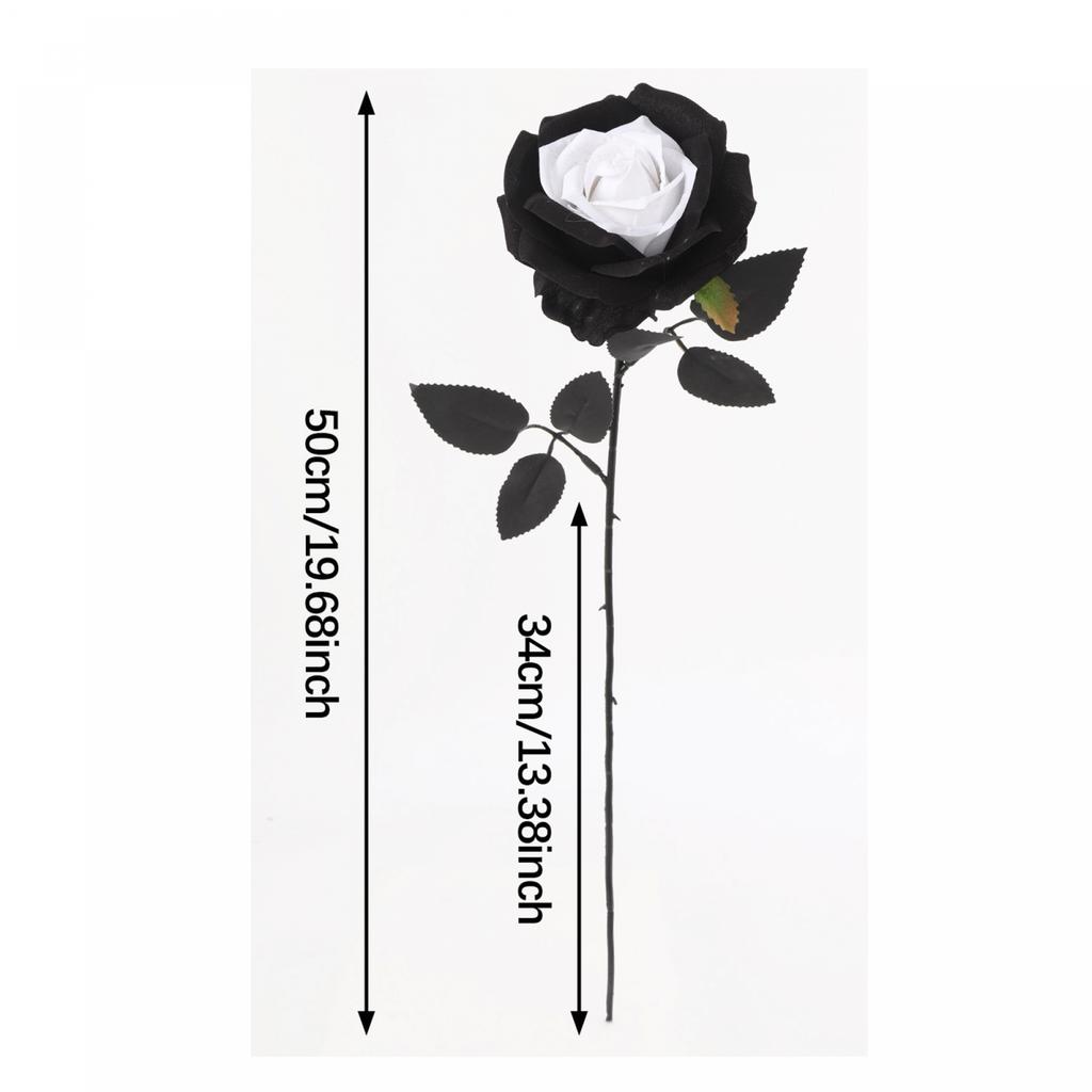 Black Silk Roses Bouquet with Stems for Halloween Party Decorations and Table Centerpieces Artificial Flowers for Home