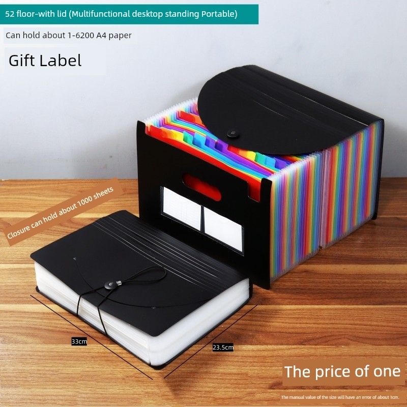 A4 Folder Large Capacity Desktop Storage File Handbag Multi-Layer Classification Materials Expanding File Multi-Functional Office Supplies