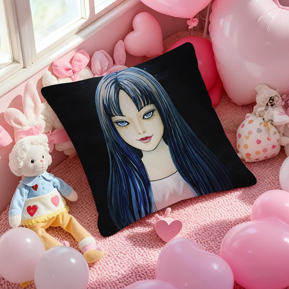 T-Tomie Anime Cushion Cover Pattern Printed Pillowcase for Living Room Sofa Cushion Cover & Bedroom Decor