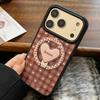 Brown Heart-Shaped Stand Phone Case for iPhone 15, iPhone 16, iPhone 17 Pro Max