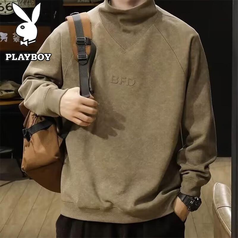 Playboy Men's Casual Loose Fit Mock Neck Sweatshirt