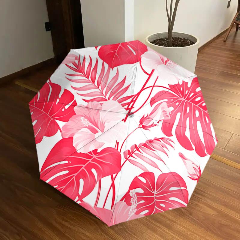 

1pc Tropical Leavess Automatic Umbrella Durable Iron Frame & Plastic Handle, Gift for Men & Women, Sturdy Construction yy250905127