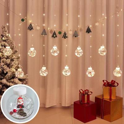 Wunschkugel Fee Schneemann Vorhanglichter für Weihnachts-Schaufensterdekoration