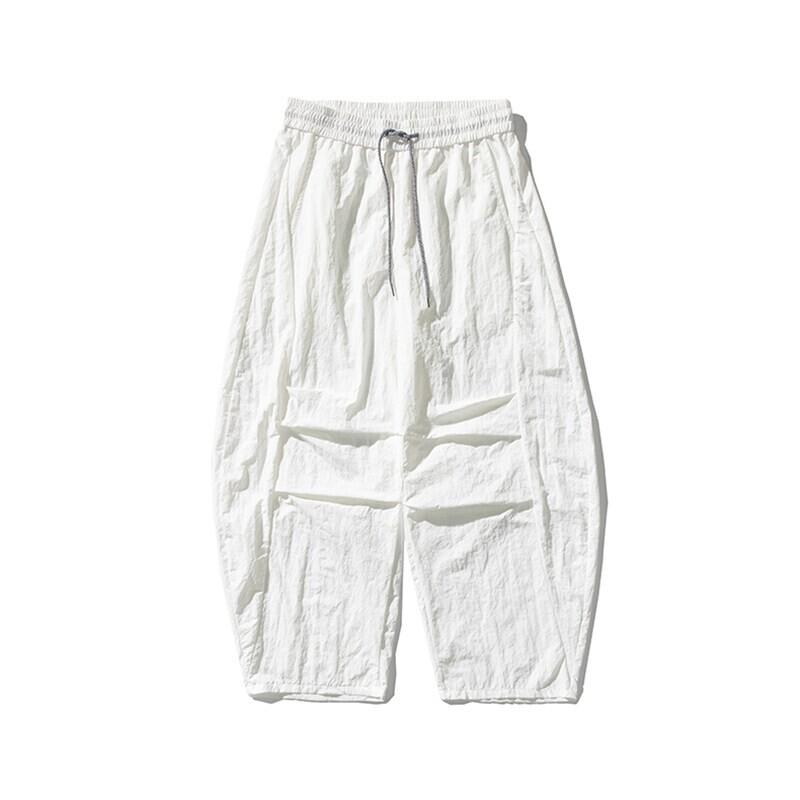 

Весна Лето 2025 Мужские Винтажные Брюки с Широкими Штанинами Мужские Повседневные Дышащие Брюки Шаровары Мужские Однотонные Брюки Харадзюку Свободного Покроя XL белый