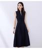 Elegant Women's Sleeveless Drape Design Dress - Hepburn Style, Tie-Up Waist, Slimming Long Commuter Dress