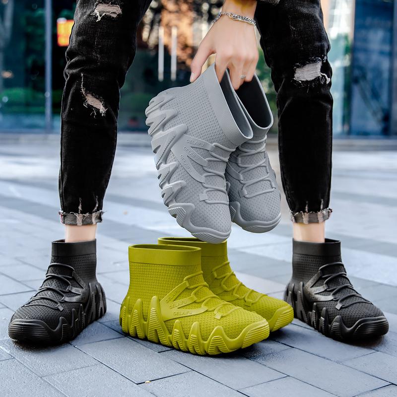 2025 Neue Outdoor-Wasserschuhe, Modische und lässige Regenschuhe, Verdickte wasserdichte Herrenschuhe zum Angeln und für Flusswanderungen