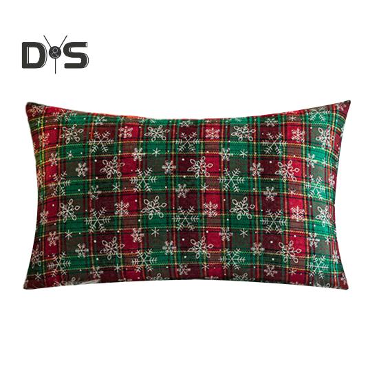 Vánoční povlak na polštář kostkovaný potisk Jednostranný potisk Stálobarevný skrytý zip Dostupné dvě velikosti Dekorace na pohovku Throw Povlak na polštář Polštář Sham