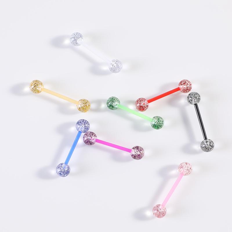 Bendable Acrylic Glitter Tongue & Nipple Piercing Jewelry